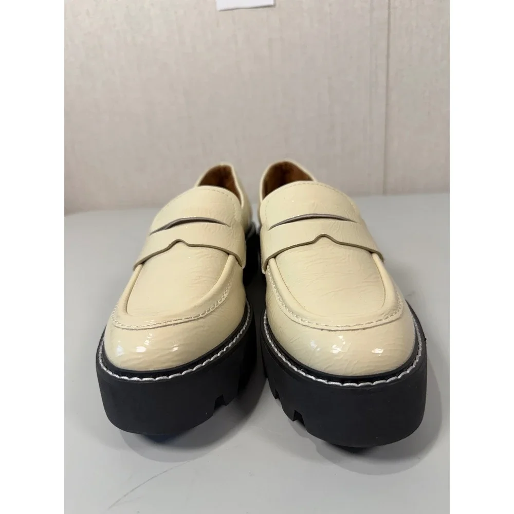 Franco Sarto Balin Chunky Lug Sole Loafers‎ Putty Platform Penny Shoes 6.5M